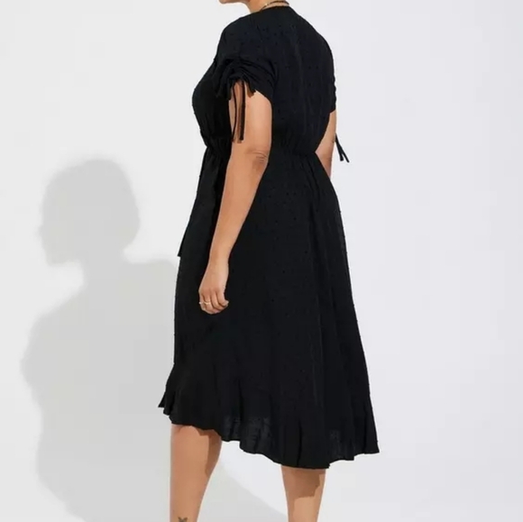 Torrid Midi Swiss Linen Surplice Dress Sz 0X - Picture 4 of 6